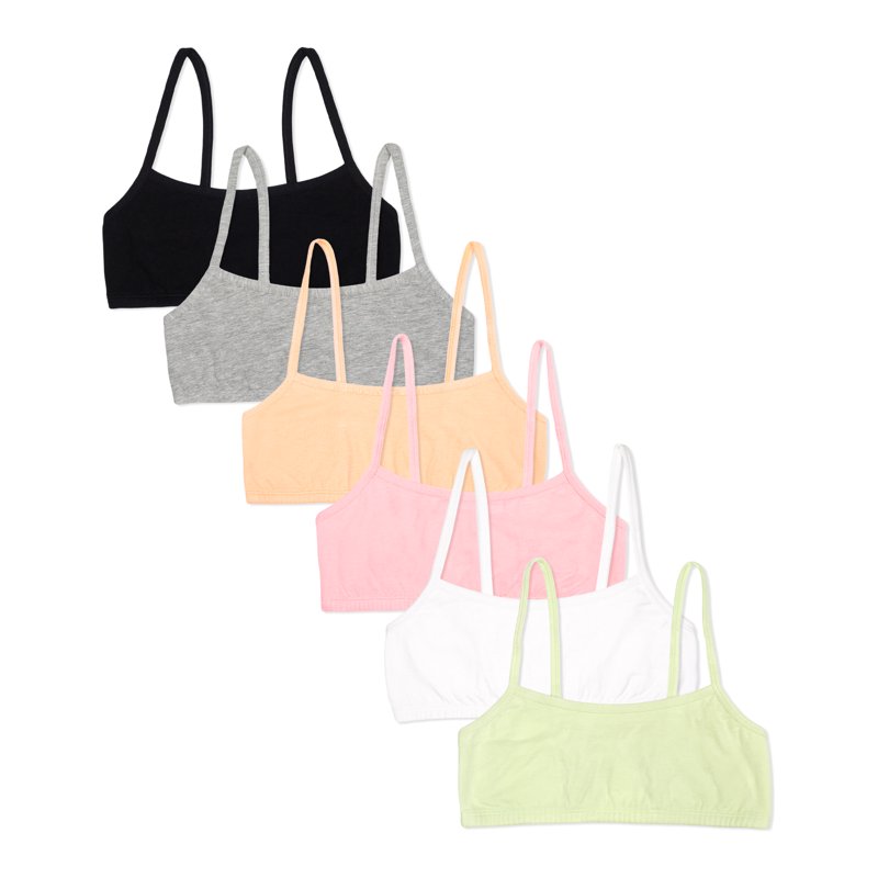 Fruit of the Loom Girl's Spaghetti Strap Sports Bra 6-Pack