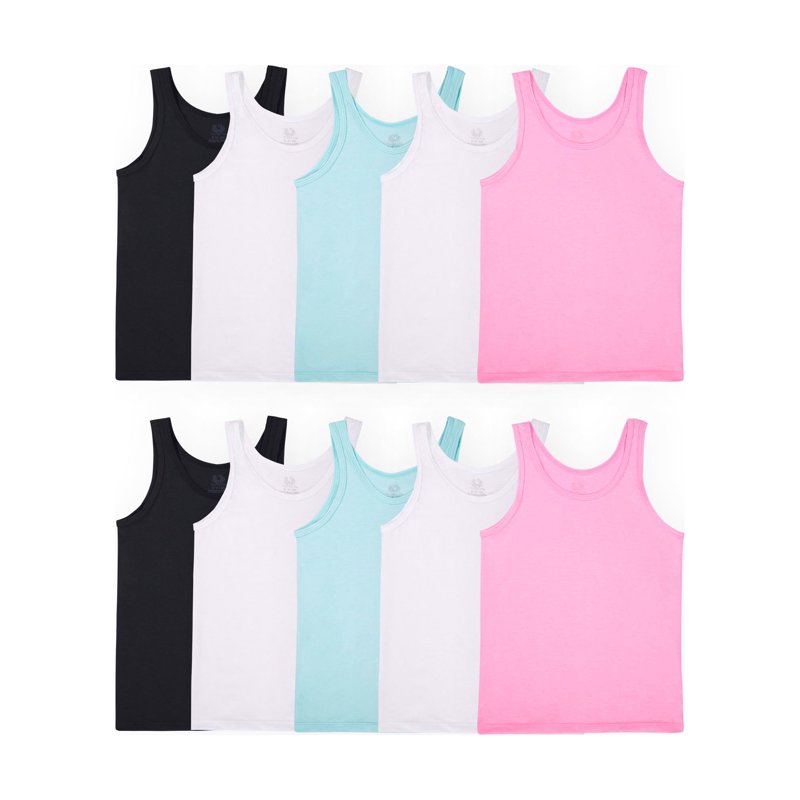 Fruit of the Loom Girls' Undershirts Layering Tank Tops 10 Pack Sizes S-XL