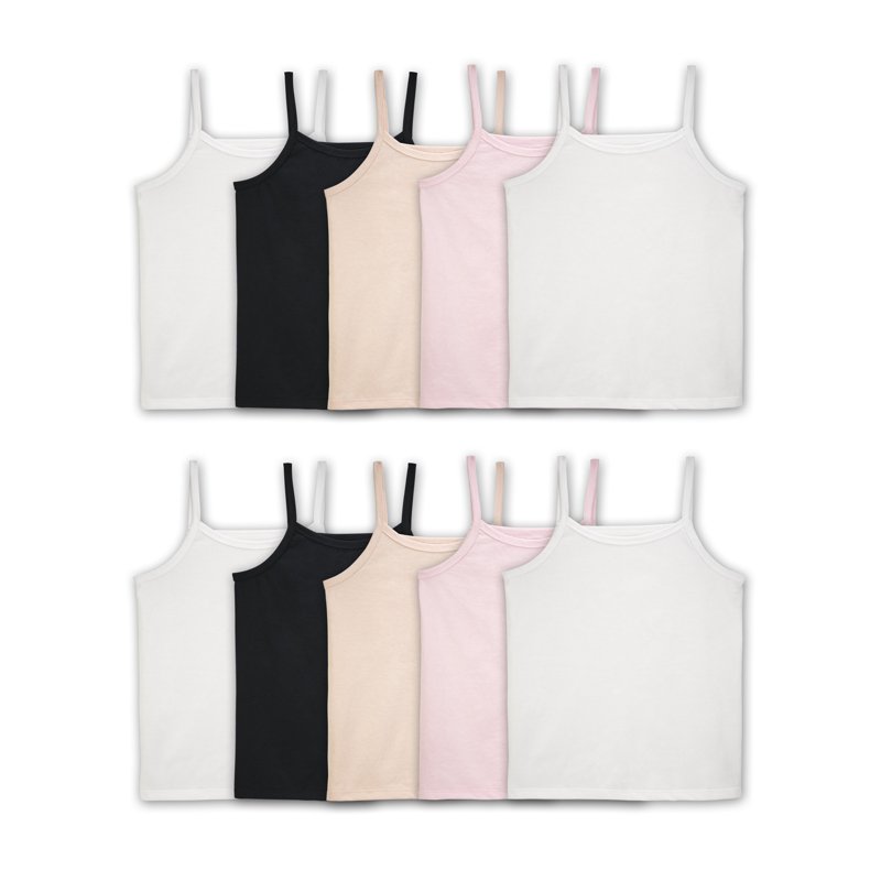 Fruit of the Loom Girls' Undershirts Spin Cami Tank Tops 10 Pack Sizes S-XL