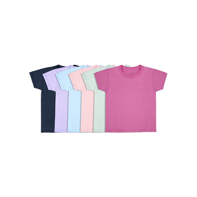 Fruit of the Loom Toddler Girl EverSoft Cotton Crew T-Shirts 6-Pack Sizes 2T-5T