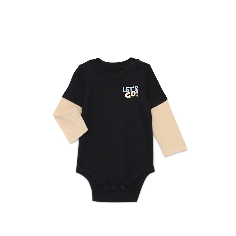 Garanimals Baby Boy Layered Look Bodysuit with Long Sleeves Sizes 0M-24M