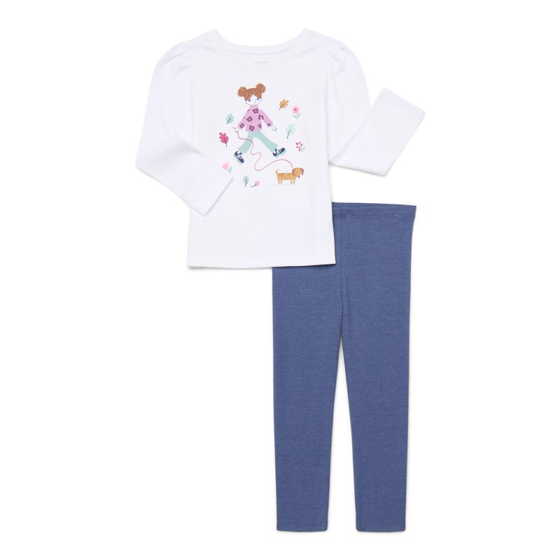 Garanimals Toddler Girl 2-Piece Long Sleeve Tee and Legging Outfit Set Sizes 18M-5T