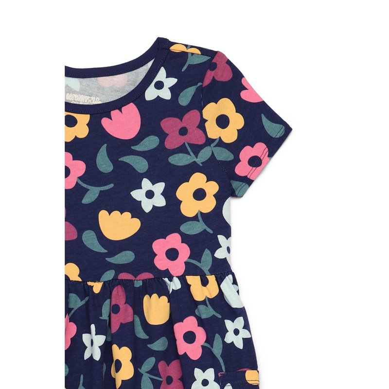 Garanimals Toddler Girl Short Sleeve Printed Dress With Patch Pockets Sizes 18M-5T