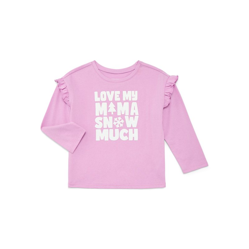 Garanimals Toddler Girls Holiday Ruffle Shoulder Top with Long Sleeves Sizes 18M-5T