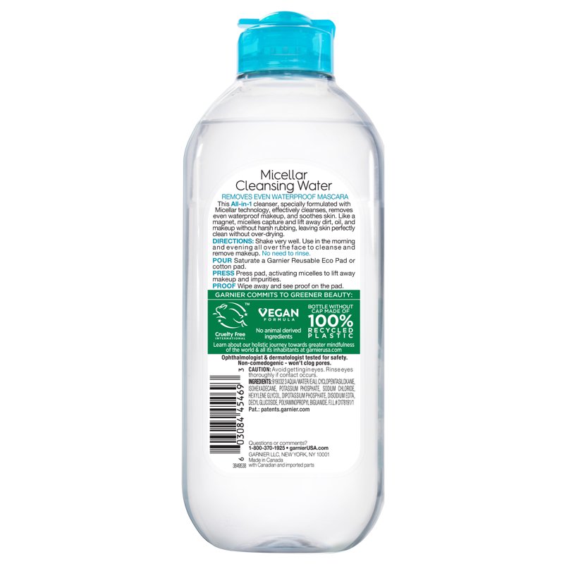Garnier SkinActive Micellar Cleansing Water All In 1 Waterproof Makeup Remover Face Cleanser 13.5 Fl Oz