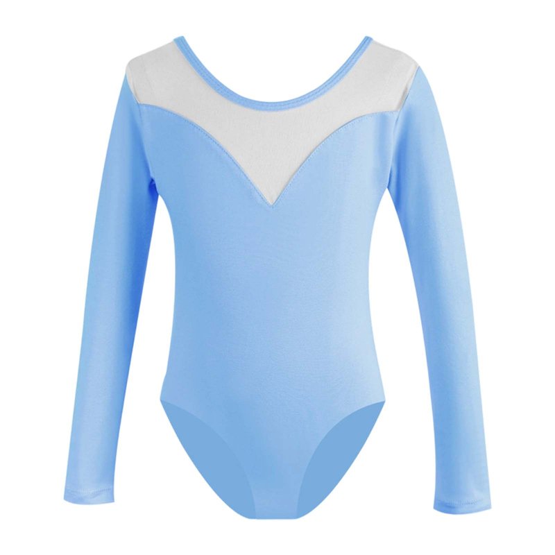 Gelikeya Girls Gymnastics Leotards Long Sleeve Ballet Dance Wear Kids Bodysuit Soft And Comfortable Leotard (A03 Blue 9-10 Years)