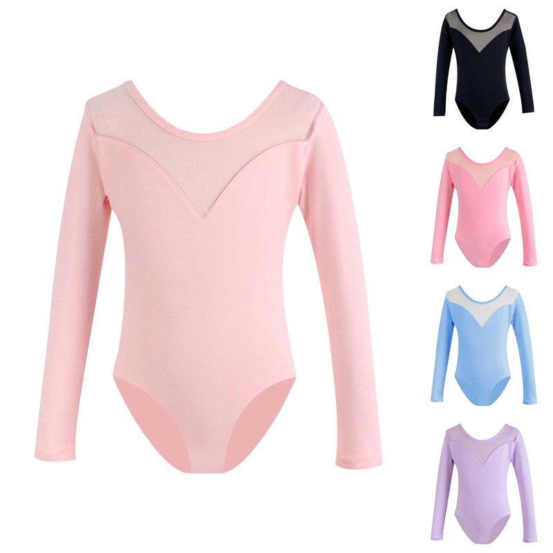 Gelikeya Girls Gymnastics Leotards Long Sleeve Ballet Dance Wear Kids Bodysuit Soft and Comfortable Leotard (A03 Blue 9-10 Years)