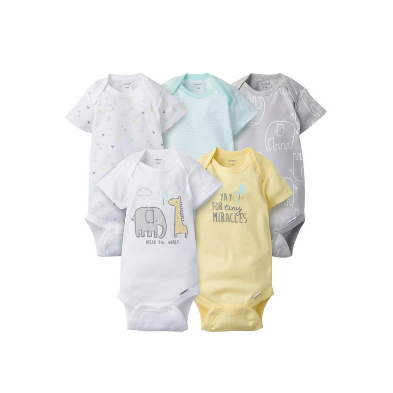 Gerber Baby Boy or Girl Gender Neutral Onesies Short Sleeve Bodysuits 5-Pack