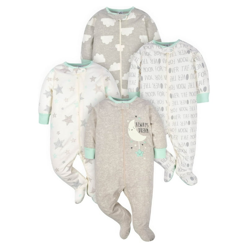 Gerber Baby Boy or Girl Gender Neutral Sleep 'n Play Footed Pajamas 4-Pack
