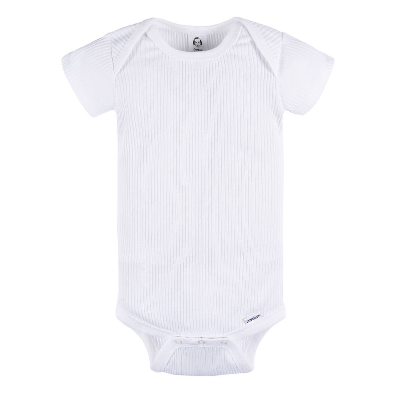 Gerber Baby Neutral 3-Pack White Short Sleeve Bodysuits Sizes Preemie - 24 Months