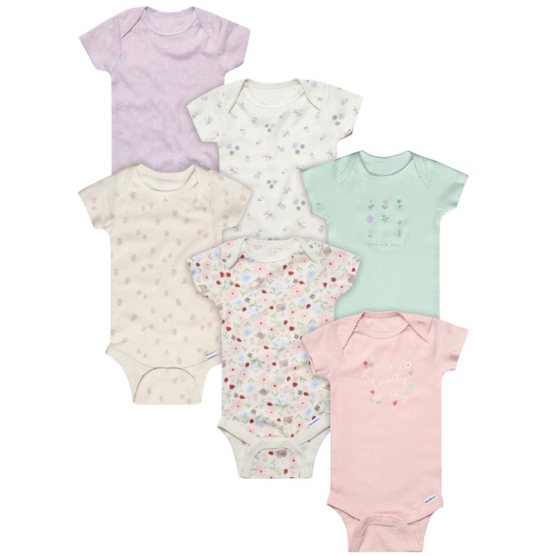 Gerber Gender Neutral Short Sleeve Onesies 6-Pack Sizes Newborn - 18 Months