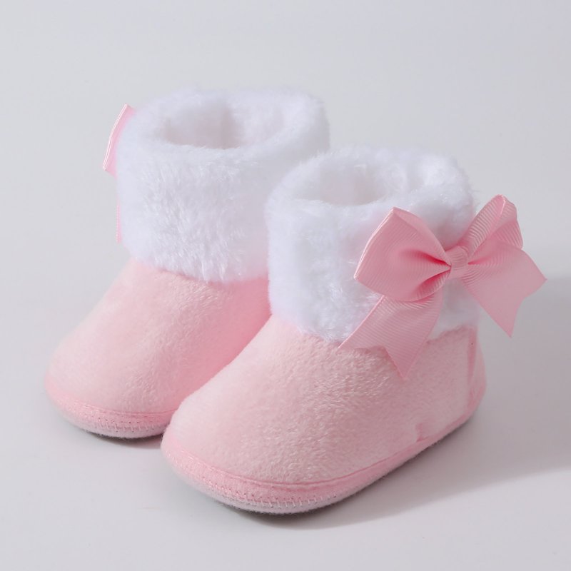 Gibobby Infant Boots Winter Baby Girl Shoes Soft Sole Anti-Slip Toddler Snow Warm Prewalker Newborn Boots(Pink 0-3 Months)