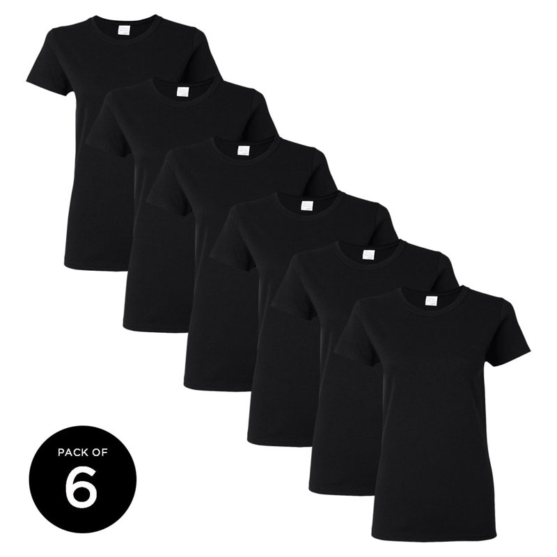 Gildan Black Women T-Shirts Value Pack Shirts for Women - Single OR Pack of 6 OR Pack of 12 Black Shirts for Women Gildan T-shirts for Women Black T-shirt Casual Shirt Basic Shirts Plain Shirt