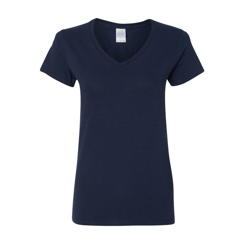 Gildan - Heavy Cotton Women’s V-Neck T-Shirt - 5V00L - Navy - Size: M