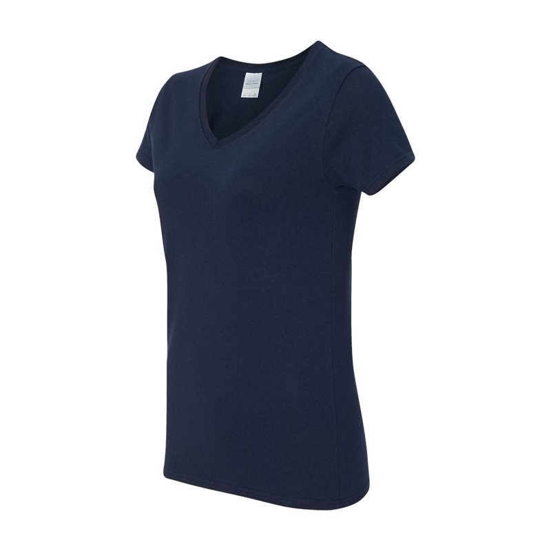 Gildan - Heavy Cotton Women’s V-Neck T-Shirt - 5V00L - Navy - Size: M