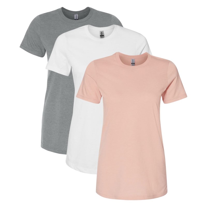 Gildan Women's Softstyle CVC T-Shirt 4.6 oz. 60/40 Ring-Spun Cotton/Polyester Bulk Tee Assorted Short Sleeve Crewneck Plain Tees Mixed Color Solid T-shirts (Bright Color 3 Pack L)
