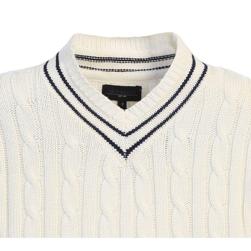 Gioberti Kids And Boys 100% Cotton V-Neck Cable Knit Sweater