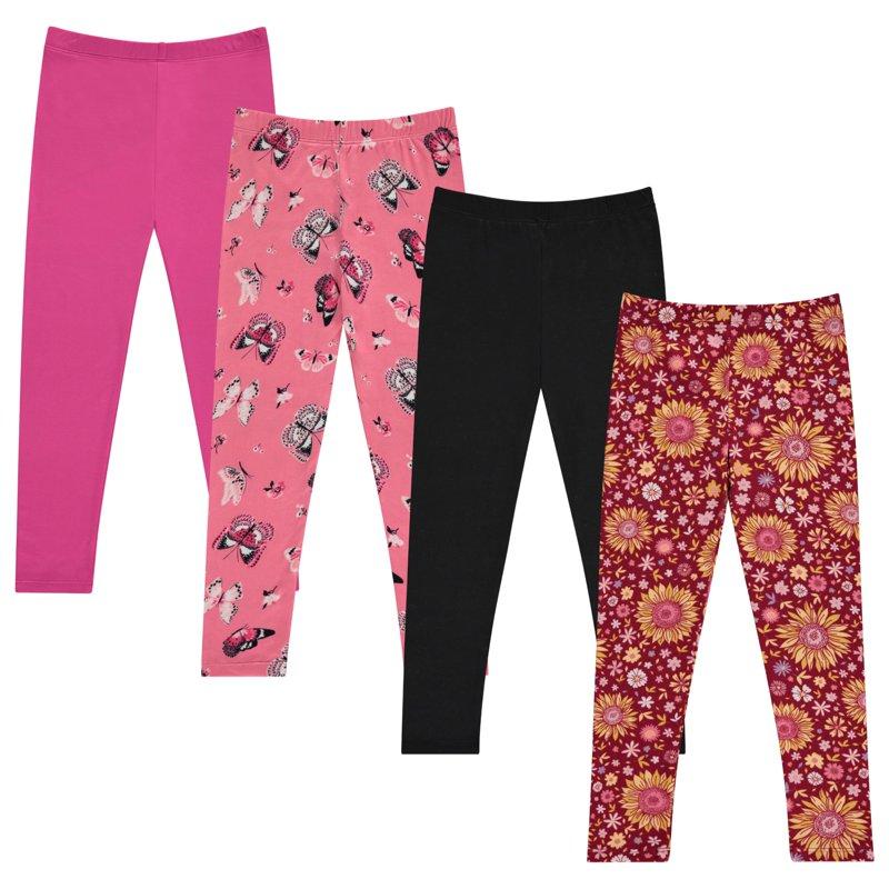 Girls' 4-Pack Fleece Lined Leggings: Whimsical Wonderland of Styles in Sizes 4-16 Unicorns Flowers & Hearts Galore VIOLE 12
