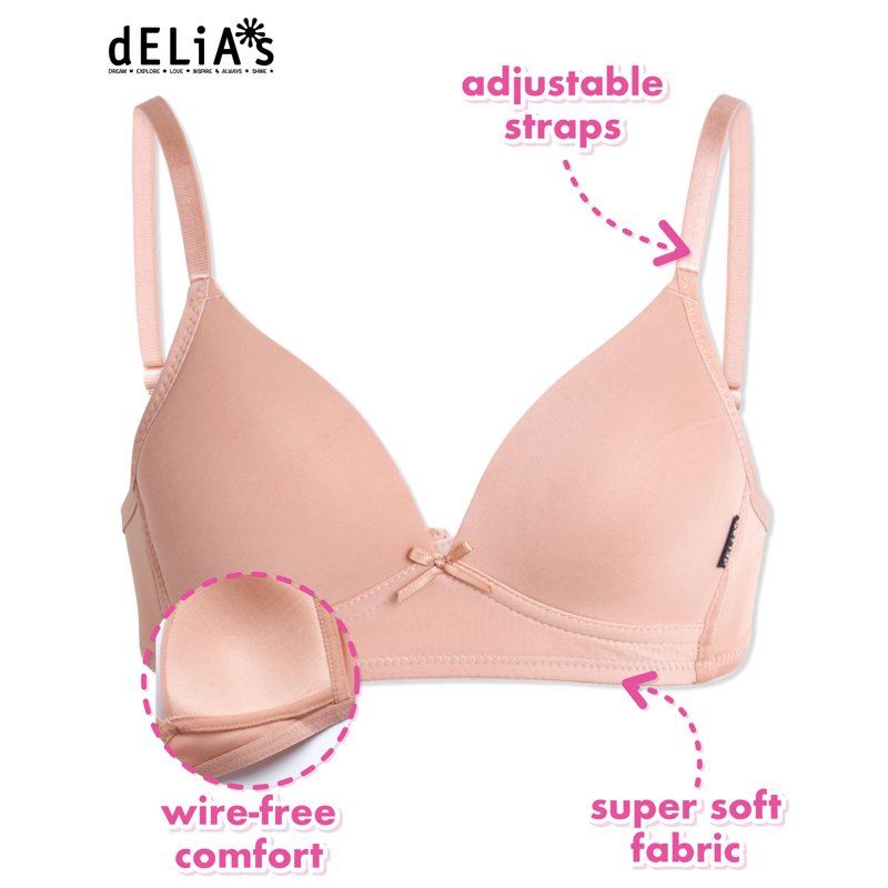 Girls' Training Bra - 4 Pack A-Cup Molded Wire-Free Microfiber Bralette (32A-36A)