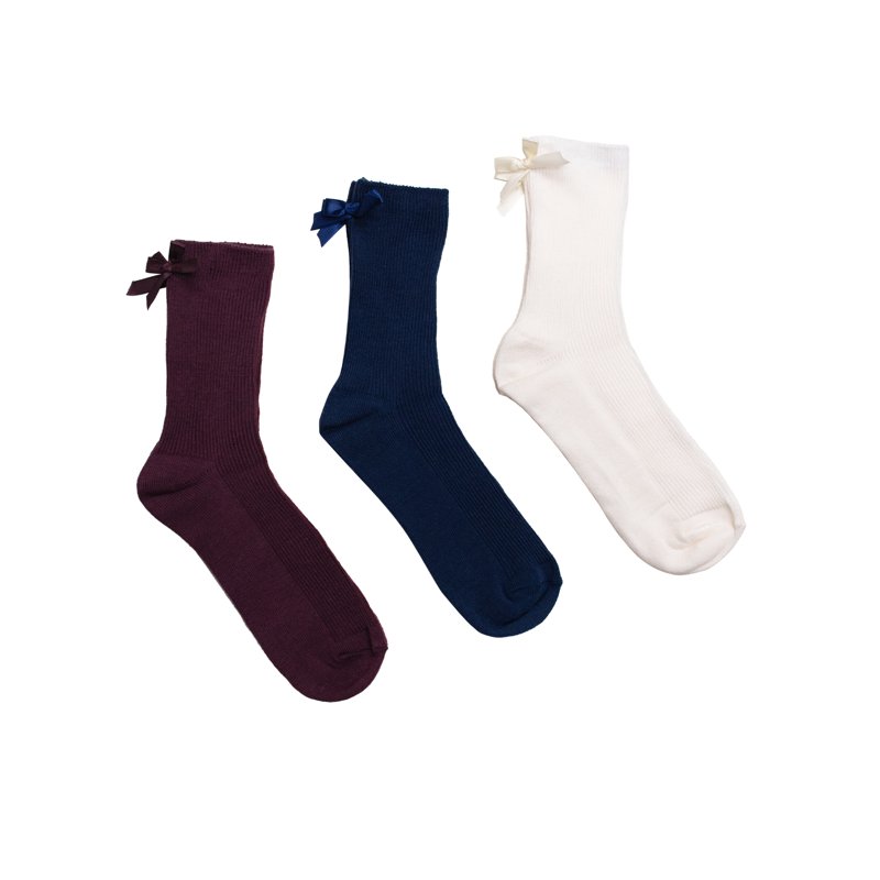 Girls Weekend Academy Bow Socks 3 Pair Sizes S-L