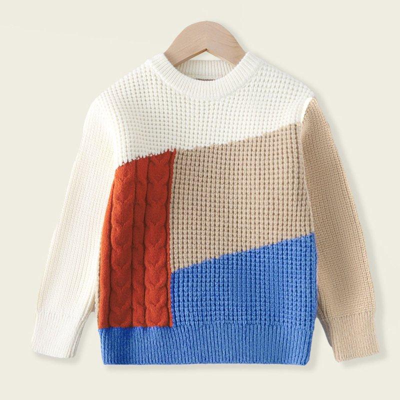 Glisme Knit Sweater For Boys Kids Sweaters Knit Crewneck Long Sleeve Gradient Pullover Unisex Lightweight Top Clothes Blue 3-4 Years