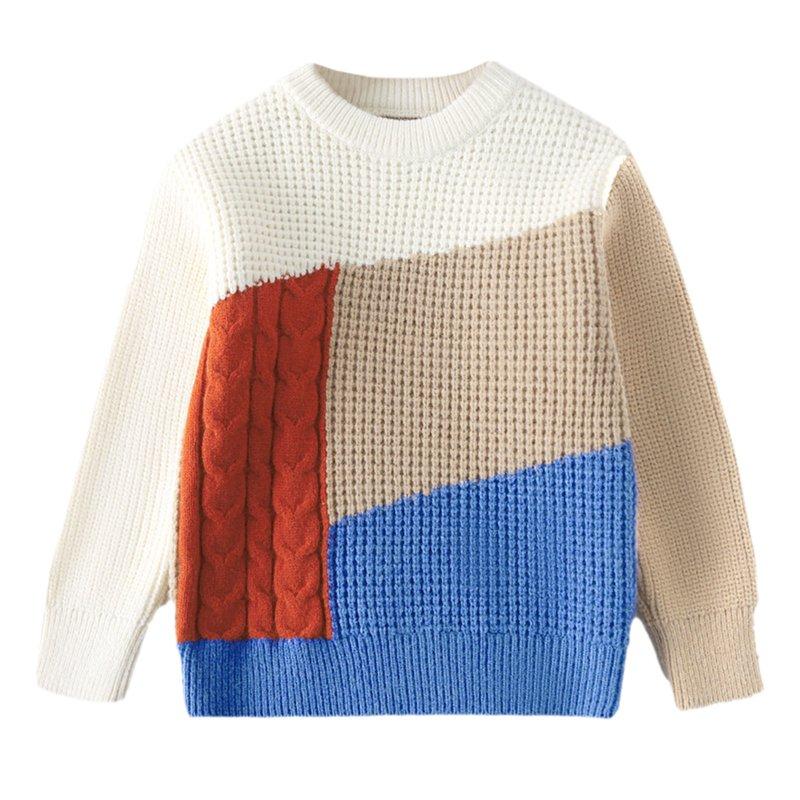 Glisme Knit Sweater For Boys Kids Sweaters Knit Crewneck Long Sleeve Gradient Pullover Unisex Lightweight Top Clothes Blue 3-4 Years