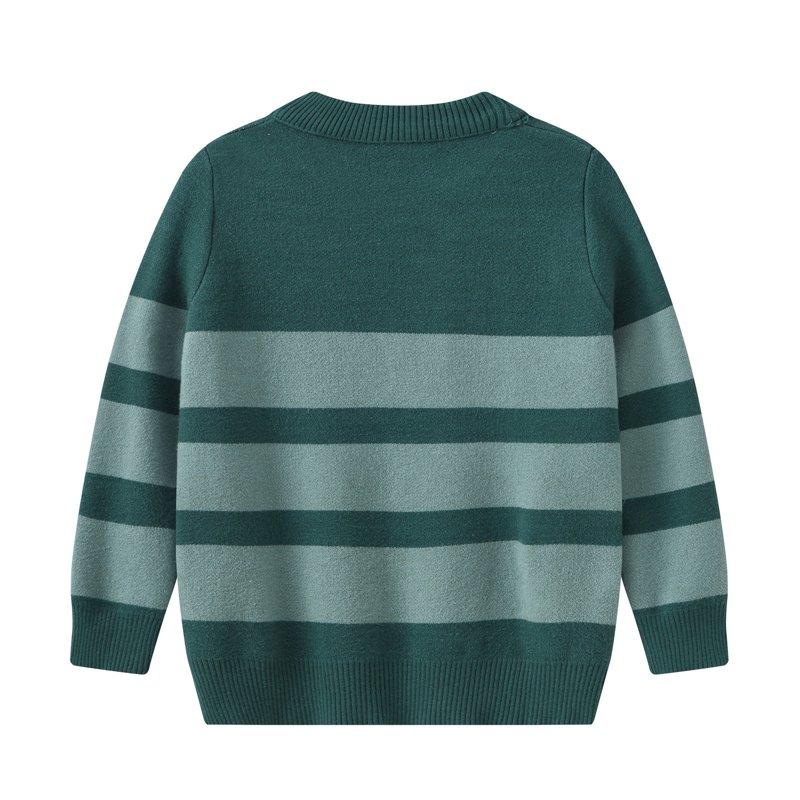 Glisme Knit Sweater For Boys Toddler Striped Sweaters Long Sleeve Thermal Knitted Pullover Sweaters Unisex Leisure Top Clothes Green 3-4 Years