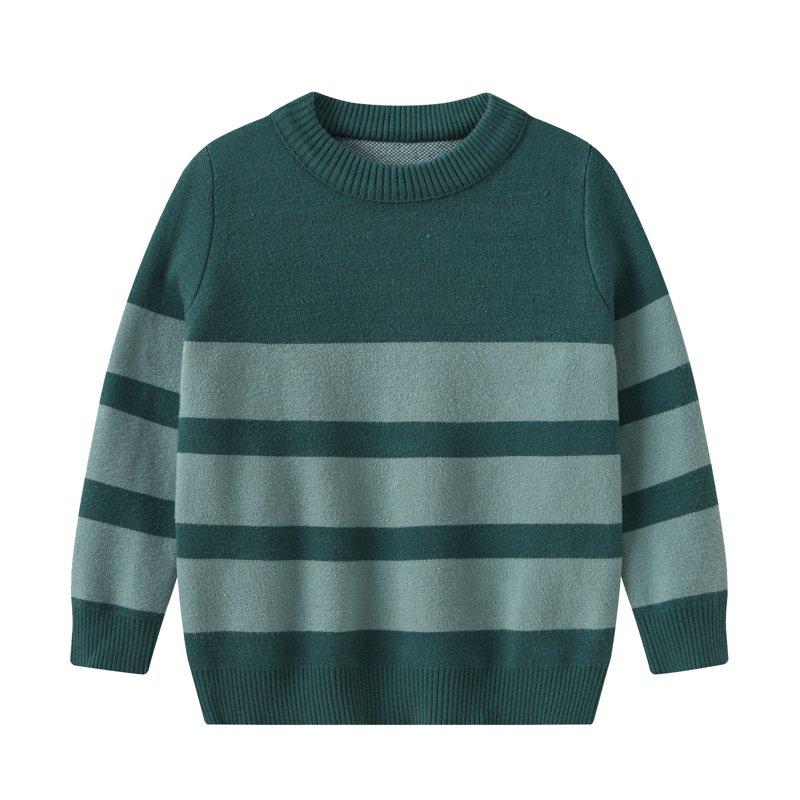 Glisme Knit Sweater For Boys Toddler Striped Sweaters Long Sleeve Thermal Knitted Pullover Sweaters Unisex Leisure Top Clothes Green 3-4 Years