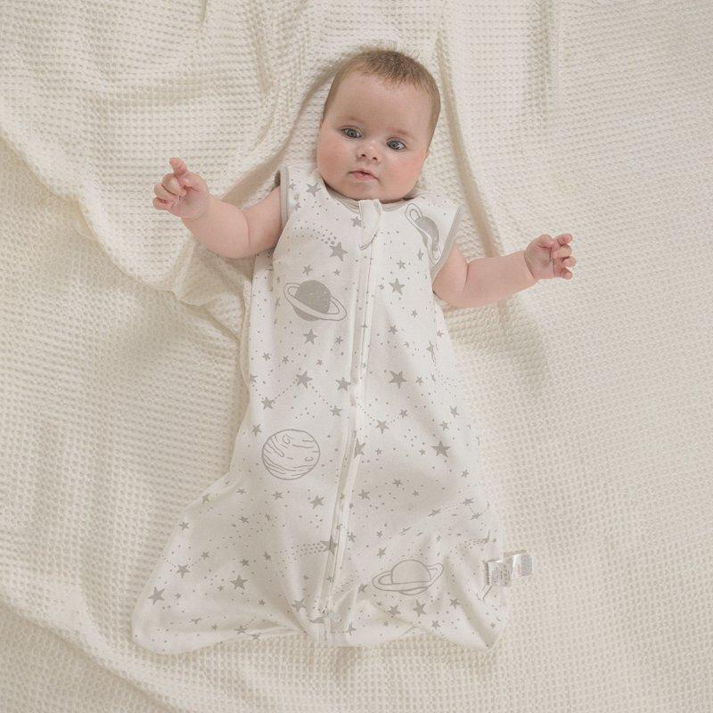 Gllquen Baby Sleep Sack Premium Organic Cotton Wearable Blanket For Newborns Boys Girls Infant Sleep Bag With 2-Way Zipper Grey Planet And Star Small