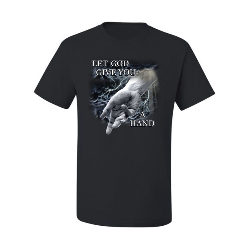 God's Lending Hand Mens Inspirational/Christian Graphic T-Shirt Black Small