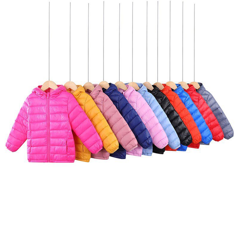 Godderr Toddler Kids Boys Girls Winter Coats Solid Color Cotton Jacket For 2-12 Years Lightweight DownJacket Baby Puffer Hooded Coats Outerwear