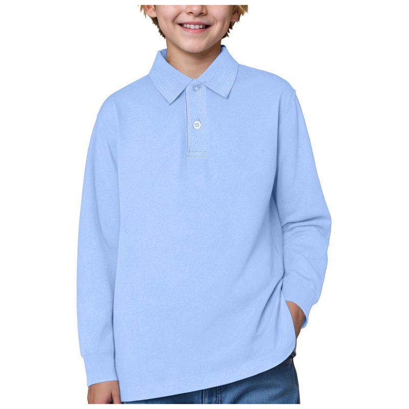 GXWEA White Dress Shirt Boys Thermal Shirts For Boys Boys' School Uniform Long Sleeve Polo Shirt Button Closure Comfortable Fabric A7 SHIRT Light Blue 12-13 Years