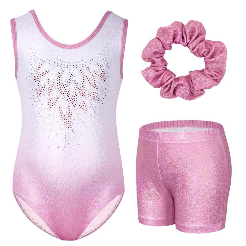 Gymnastics Leotards for Girls Sparkle One-piece Design Dancing Athletic Leotards 3-12Years