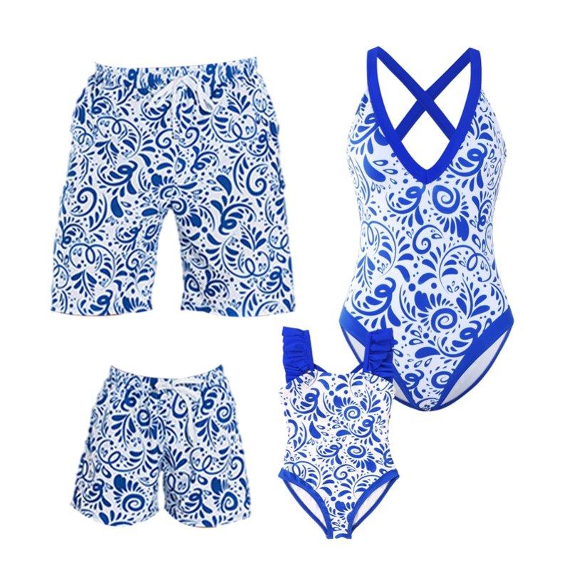 GYRATEDREAM Family Matching Swimsuits Womens Bikini Set Girls Tankini Sets Mens Summer Shorts Boy Beach Shorts Mommy and Me Bathing Suits Swimwear for M