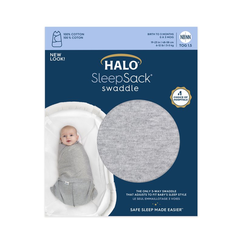 HALO® 100% Cotton SleepSack® Swaddle Heather Gray Unisex Newborn 0-3 Months