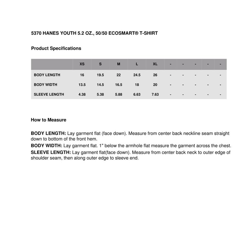 Hanes 5370 Boys Short Sleeve T-Shirt - White - Large