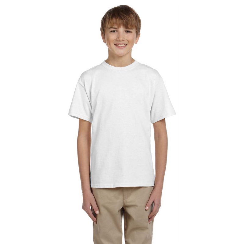 Hanes 5370 Boys Short Sleeve T-Shirt - White - Large