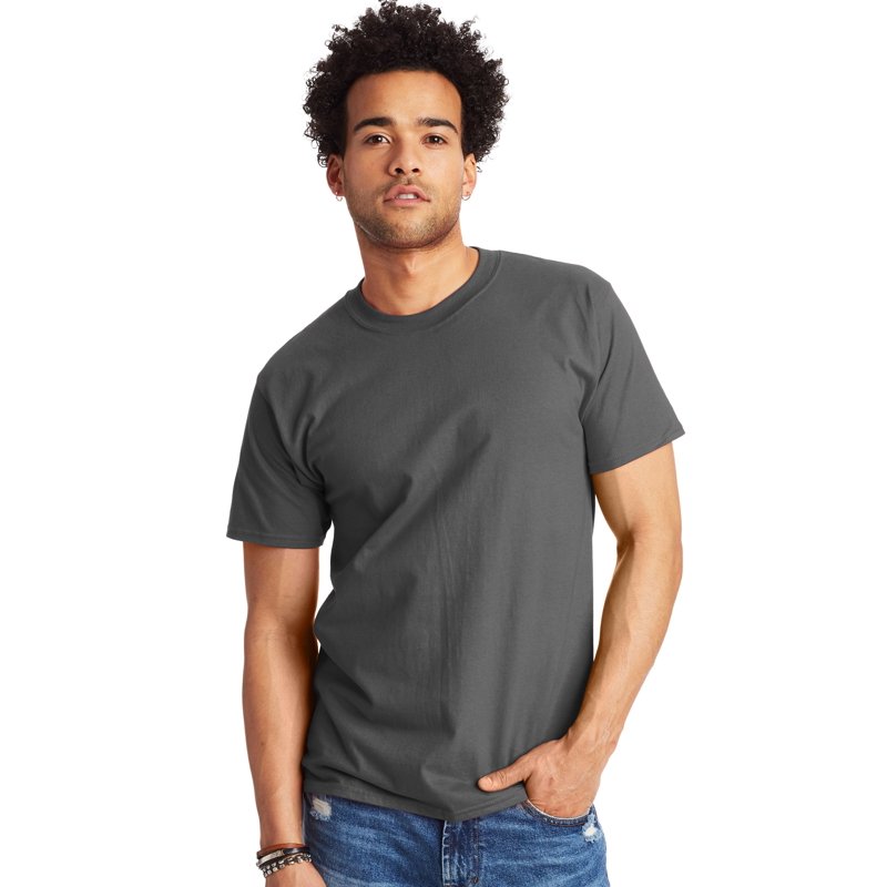 Hanes Beefy-T Unisex Heavyweight Cotton T-Shirt (Big & Tall Sizes Available) Smoke Gray 2XL