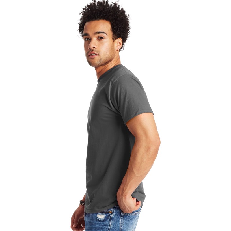 Hanes Beefy-T Unisex Heavyweight Cotton T-Shirt (Big & Tall Sizes Available) Smoke Gray 2XL