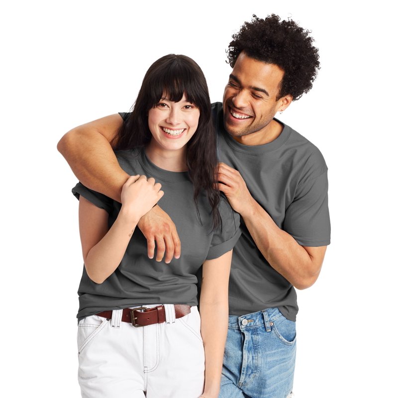 Hanes Beefy-T Unisex Heavyweight Cotton T-Shirt (Big & Tall Sizes Available) Smoke Gray 2XL