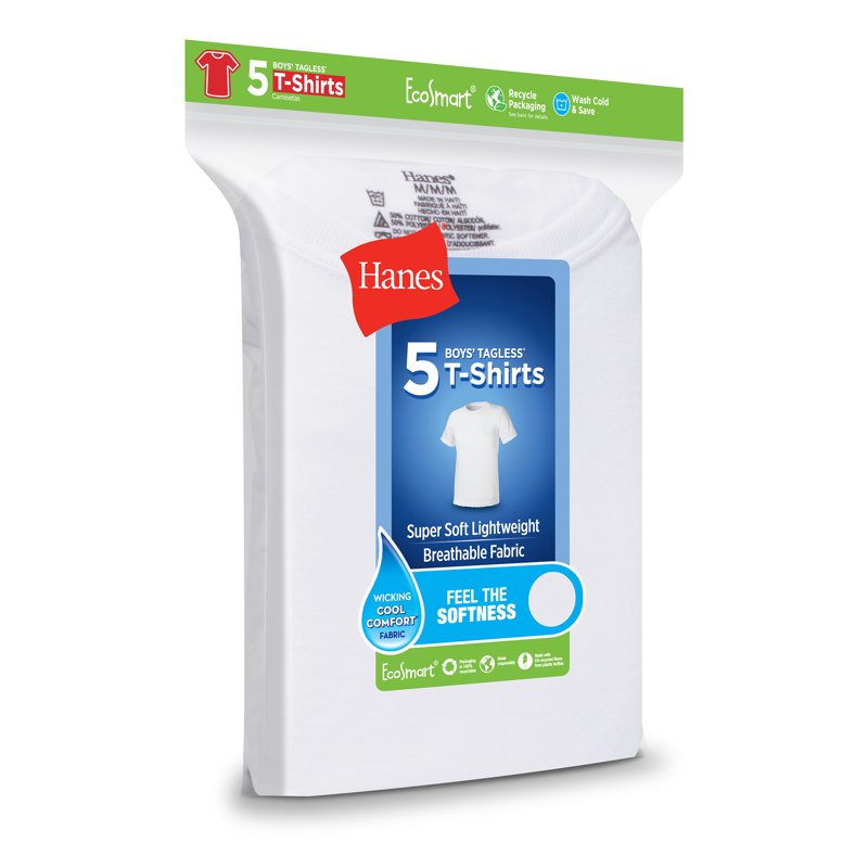 Hanes Boys' Eco Blend Crew Undershirt 5 Pack Sizes S-XXL