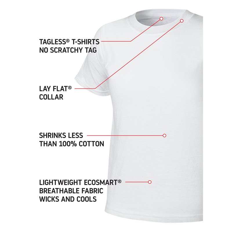 Hanes Boys' Eco Blend Crew Undershirt 5 Pack Sizes S-XXL