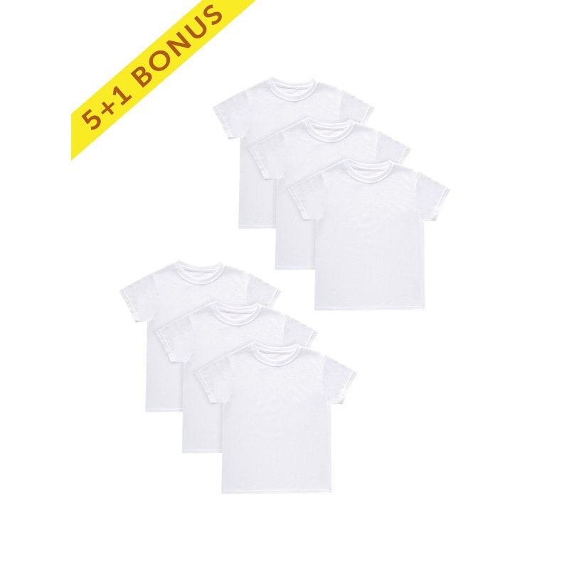 Hanes Boys' White Crew T-Shirt Undershirts 5+1 Bonus Pack