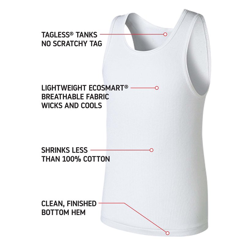 Hanes EcoSmart Boys' Tank 5-Pack White S