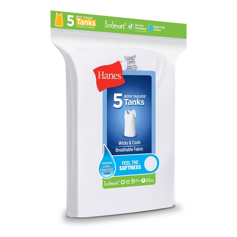 Hanes EcoSmart Boys' Tank 5-Pack White S