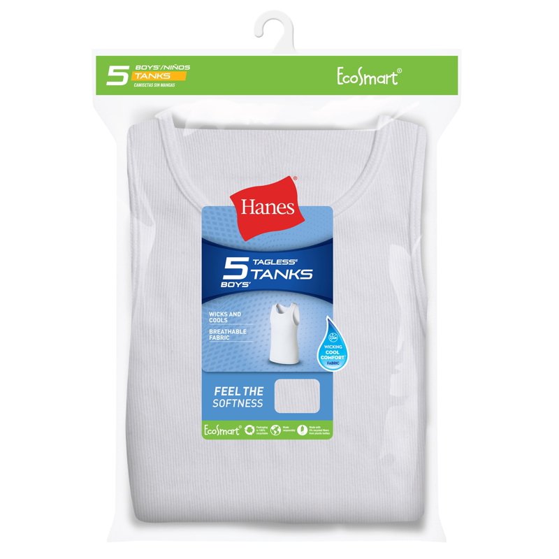 Hanes EcoSmart Boys' Tank 5-Pack White S