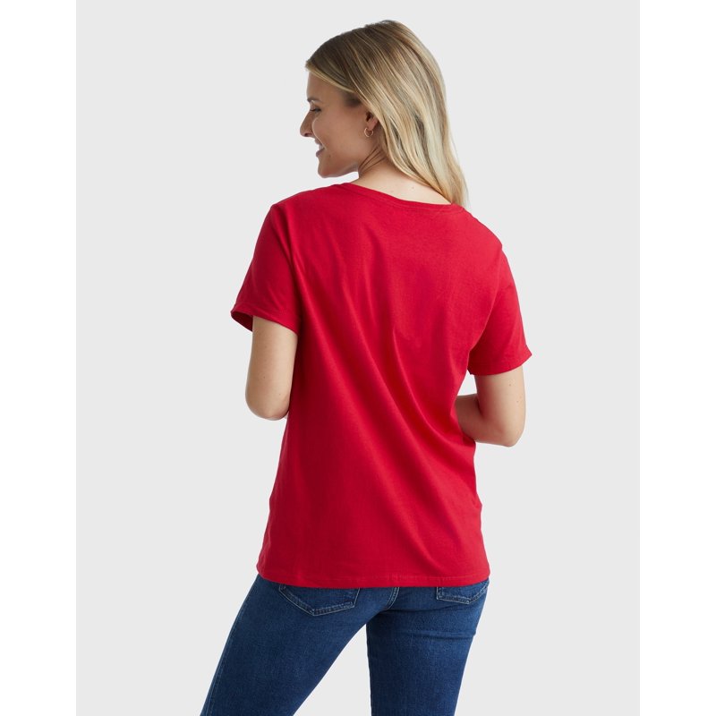 Hanes Essentials Women's Cotton Round Neck T-Shirt Deep Red L