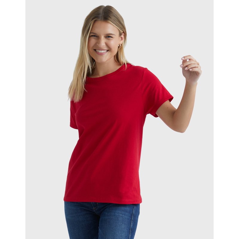 Hanes Essentials Women's Cotton Round Neck T-Shirt Deep Red L