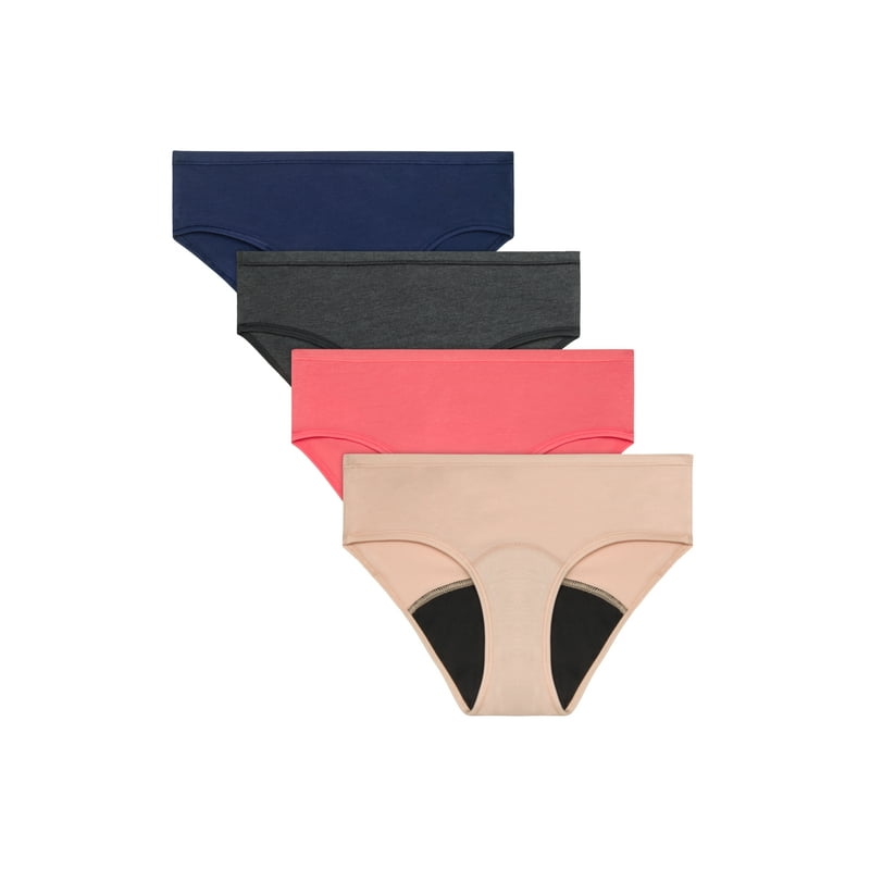 Hanes Girls' Tagless Hipster Period Panty 4 Pack