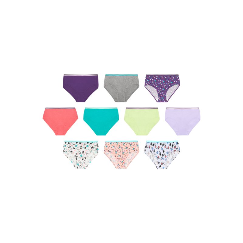 Hanes Girls' Tagless Super Soft Cotton Brief Underwear 10 Pack